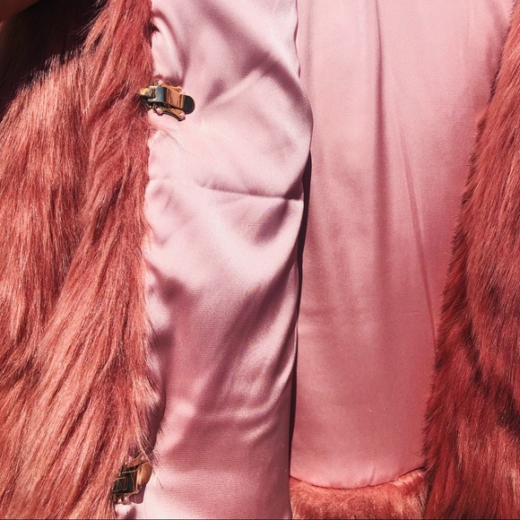 House Of CB Kenya Rose Mauve Faux Fur Jacket